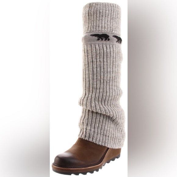 [US11] Sorel Crazy Cable Wedge Cable-Knit Boots NL 1773-200 Slouch Boots WMN - Picture 2 of 8